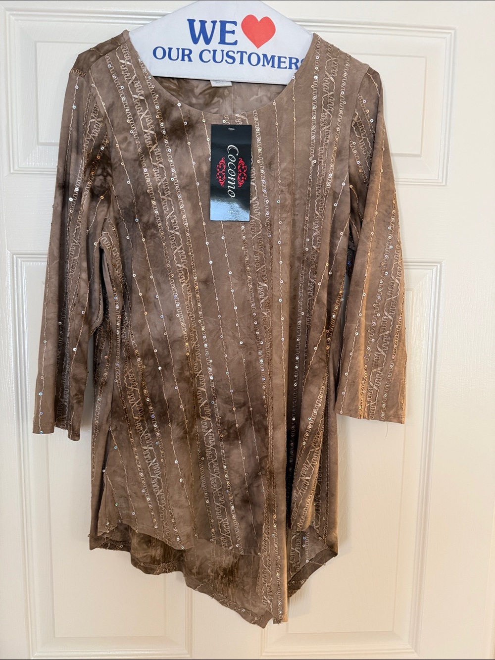 Cocomo Taupe Brown Embellished Women's Tunic